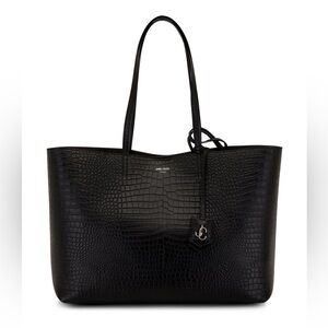 Jimmy Choo Nine2five black croc embossed leather tote